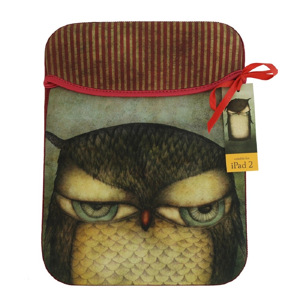 Santoro London Grumpy Owl Neoprene Protective Padded Tablet Sleeve Case Cover To Fit Apple IPad 2 / IPad Air/ Air 2 / 9.7 Inch IPad Pro - Brown