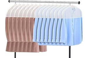 Zilink Shoulder Covers for Clothes (Set of 15) Breathable Garment Dust Covers Protectors with 2" Gusset for Suit, Coats, Jackets, Dress Closet Storage