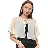 Women's Chiffon Shawl wraps Sheer Shrug Capelets for Evening Dress Wedding Cape Cover Up