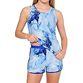Enlifety 8-18T Girls 3 Piece Tankini Swimsuit Racerback Bathing Suit with Shorts & Briefs