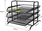 EasyPAG 3 Tier A4 Mesh In Tray Office Desk Tidy File Holder Black view 4