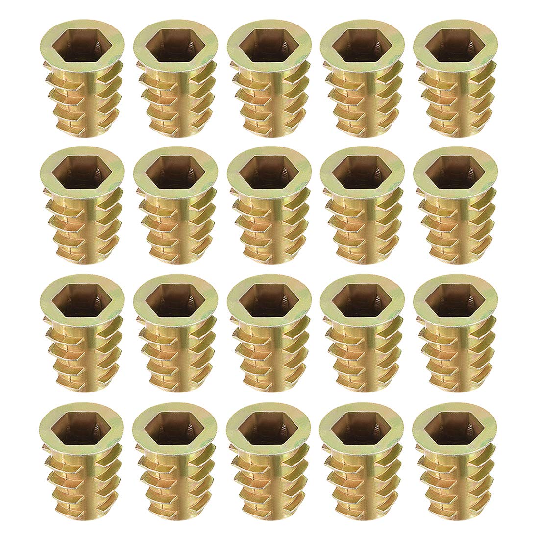 Photo 1 of uxcell Furniture Threaded Insert Nuts Zinc Alloy M10 Internal Threads 20mm Length 20pcs