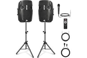 Pyle PA Speaker - 1800W High Powered Bluetooth PA System with 12" Subwoofer, Includes Active + Passive Pair of Tower Speakers