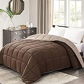 Homelike Moment Oversized Queen Comforter - Brown Duvet Insert Down Alternative Bed Comforter, Lightweight Bedding Comforters Oversize Queen Quilted Soft All Season Reversible Chocolate Brown/Beige
