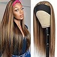 Celiarita Ombre Headband Wig Human Hair Straight 22 Inch Glueless #2/30 Highlight Colored 150% Density Brazilian Virgin Straight Human Hair Headband Wigs for Black Women