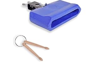 Ceaz Jam Block - Latin Percussion Instrument, Musical Drum Block Accessory, Blue Plastic with Adjustable Mounting Bracket - Complete with Drumstick Keyring