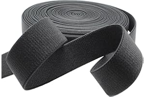 Dortrue 1 Inch 10 Yard Black Sewing Elastic Band Heavy Stretch High Elasticity Elastic Spool for Sewing Pants Waistband, Straps, Craft DIY Projects