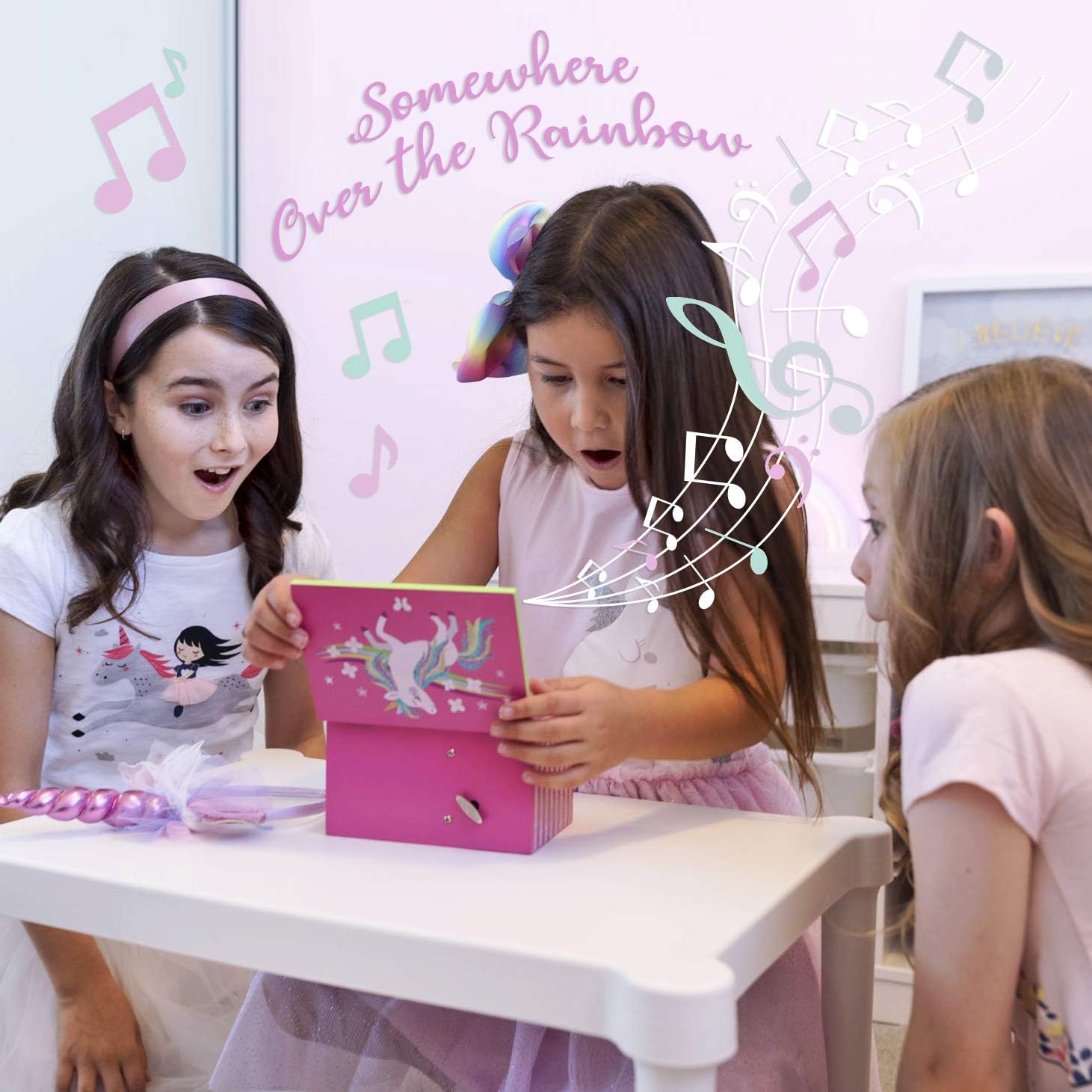 Unicorn Jewelry Box For Girls - Two Unicorn Gifts for Girls including Pink and Green Unicorn Music Box and Unicorn Charm Bracelet: Home Improvement