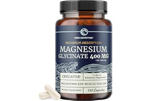 Magnesium Glycinate 400mg, High Absorption, Sleep, Calm & Muscle Support | Muscle Relaxation Heart Bone & Nerve Support for Women & Men, Chelated Magnesium Glycinate Supplement, Non-GMO, 120 Capsules