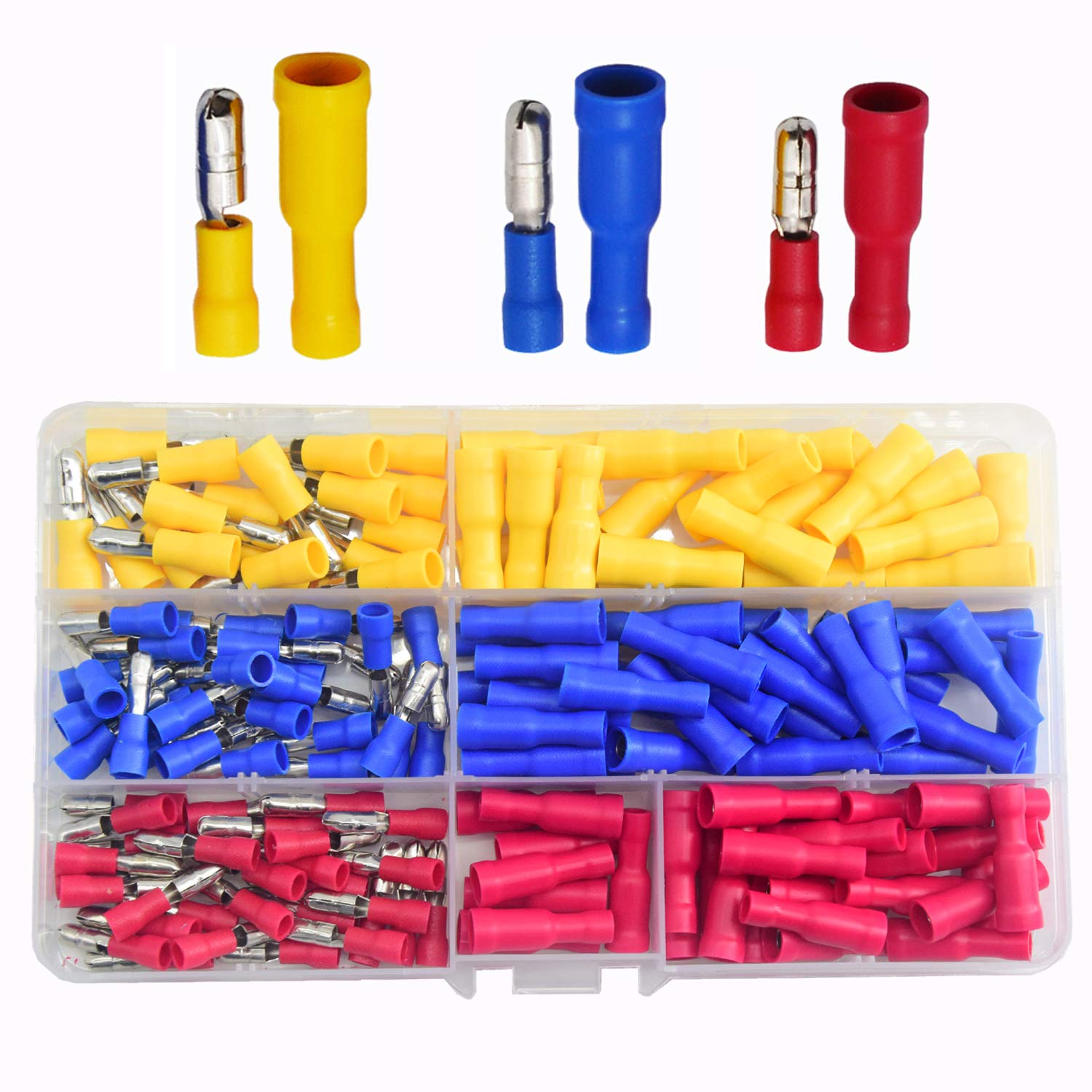 CEEYSEE 160Pcs Insulated Male/Female Bullet Connector Quick Splice Wire Terminals Wire Crimp Connectors Set（PZZ)