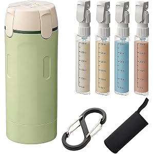 4 in 1 Travel Dispenser Set – 4 Pack 30ml Leak-Proof Pump Bottles, Refillable Travel Size Toiletries Containers for Shampoo &