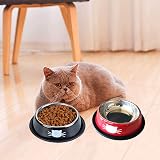 SUOXU Stainless Steel Non-Slip Cat Bowl Set of 3 Black Red Multi-Purpose view 7