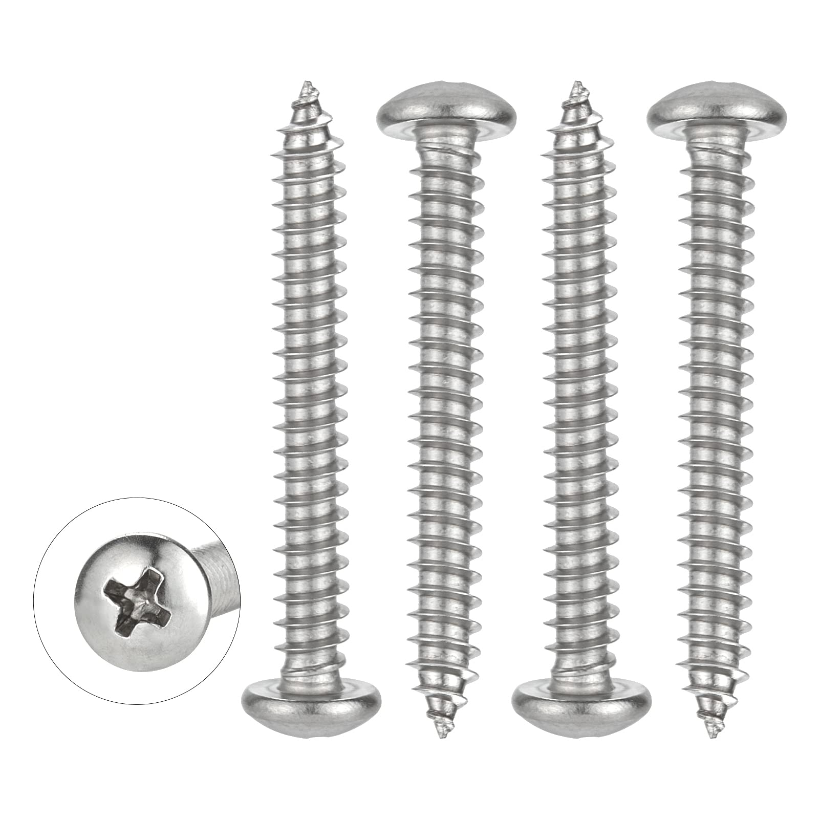 WELLOCKS Screws Set 30PCS 304 Stainless Steel, M5 x 40mm Self Tapping Screws Assortment Set, Round Head Rust Proof Wood Screw Kit for Homemade, Repairment, Woodwork Indoor(D035540)