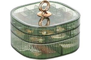 LETURE 3-Layer Acrylic Jewelry Organizer Box for Stud Earrings, Rings, Necklaces, Bracelets, Claw Clip Organizer, Small Bead Storage Containers for Crafts (Green)