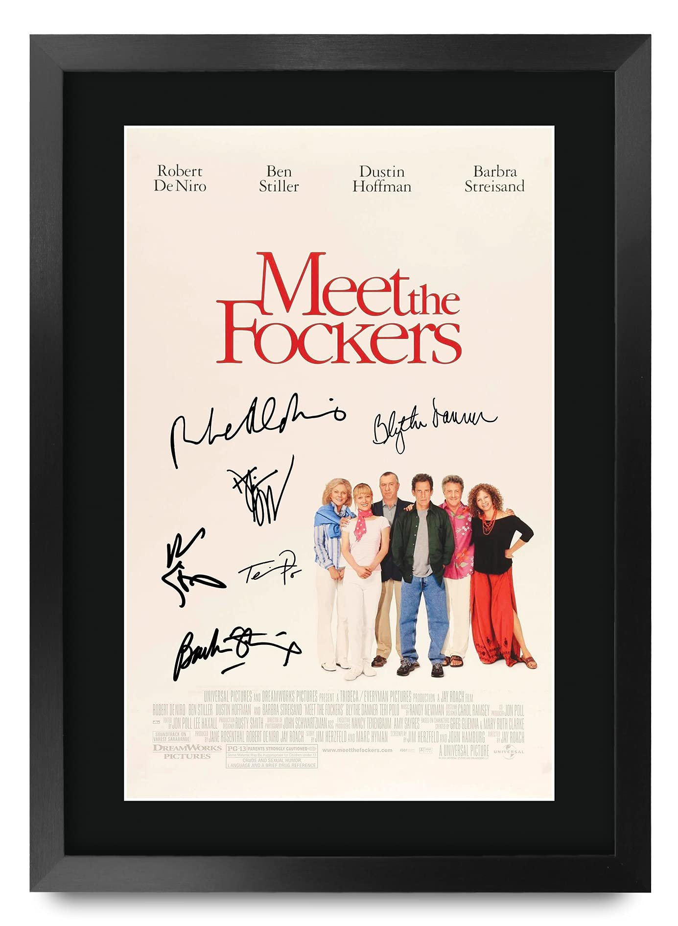 HWC Trading FR A3 Meet the Fockers Robert DeNiro, Ben Stiller, Dustin Hoffman Gifts Printed Poster Signed Autograph Picture for Movie Memorabilia Fans - A3 Framed