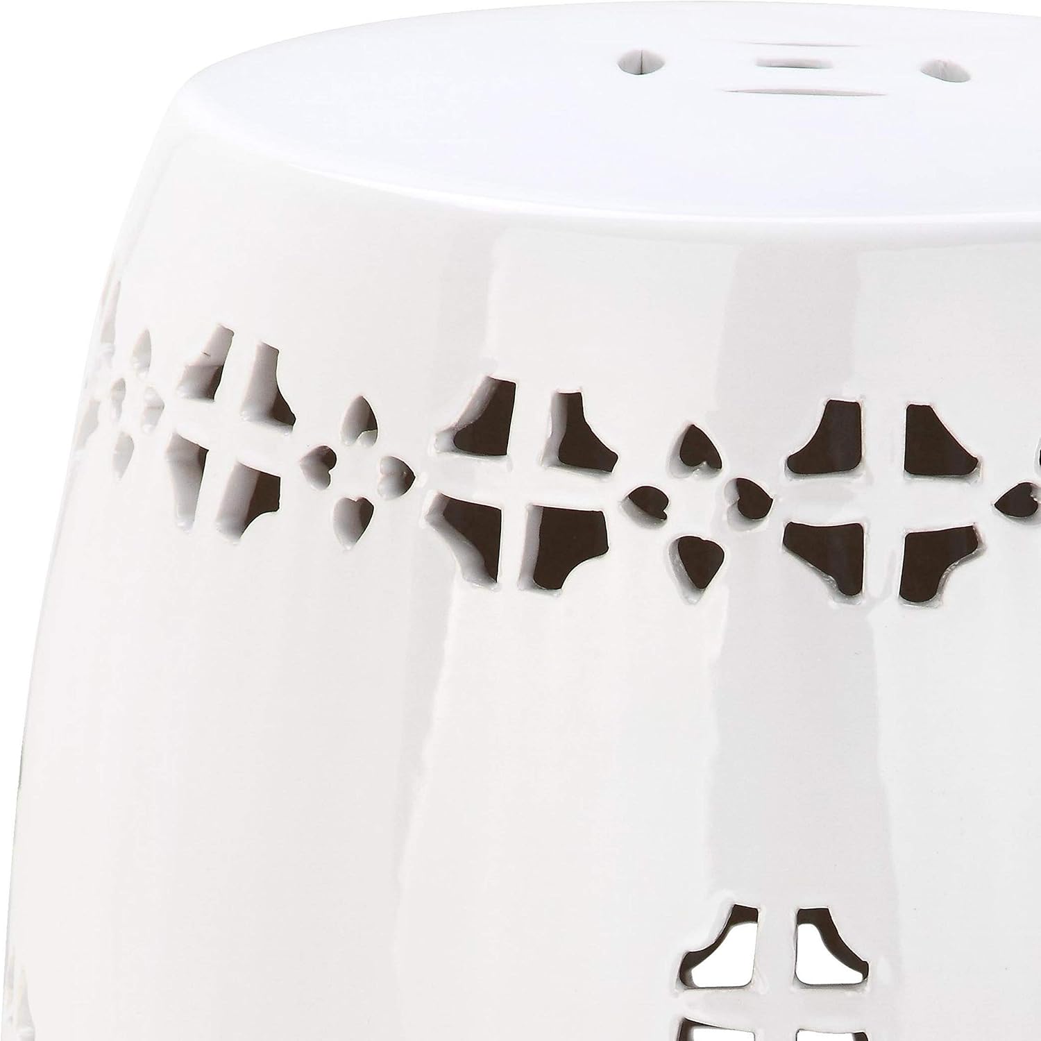 Safavieh ACS4535D Quatrefoil Ceramic Decorative Garden Stool, Orange: Furniture & Decor