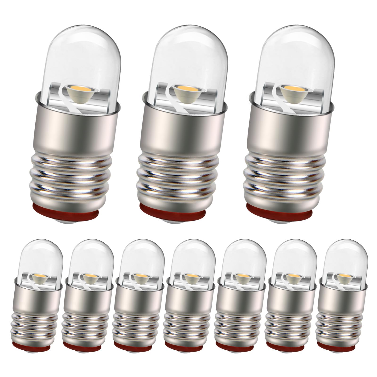 Ruiandsion E5 LED Bulb 6V Warm White E5 E5.5 Screw Base LED Bulb Upgrade for Modle Train Lights(Pack of 10)