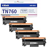 (New Chip) TN760 Compatible Toner Cartridges Replacement for TN760 TN-760 TN730 Toner Work with DCP-L2550DW HL-L2350DW MFC-L2
