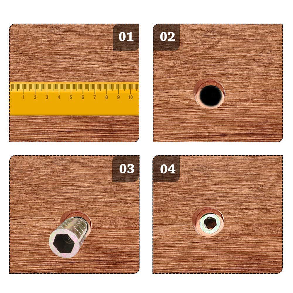 Veda M6 X 20 TYPE E UNHEAD WOOD INSERT NUTS (PACK OF 25), Yellow - Image 5