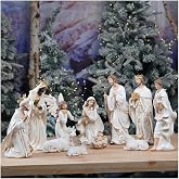 Zayton Nativity Set Christmas Scene Set Figurines Statue 8 Inch 11 Pcs | Manger Set Catholic Gift Juses Crib Handpainted Holy Family Statue Fireplace Christmas Ornament Church Xmas Home Decoration