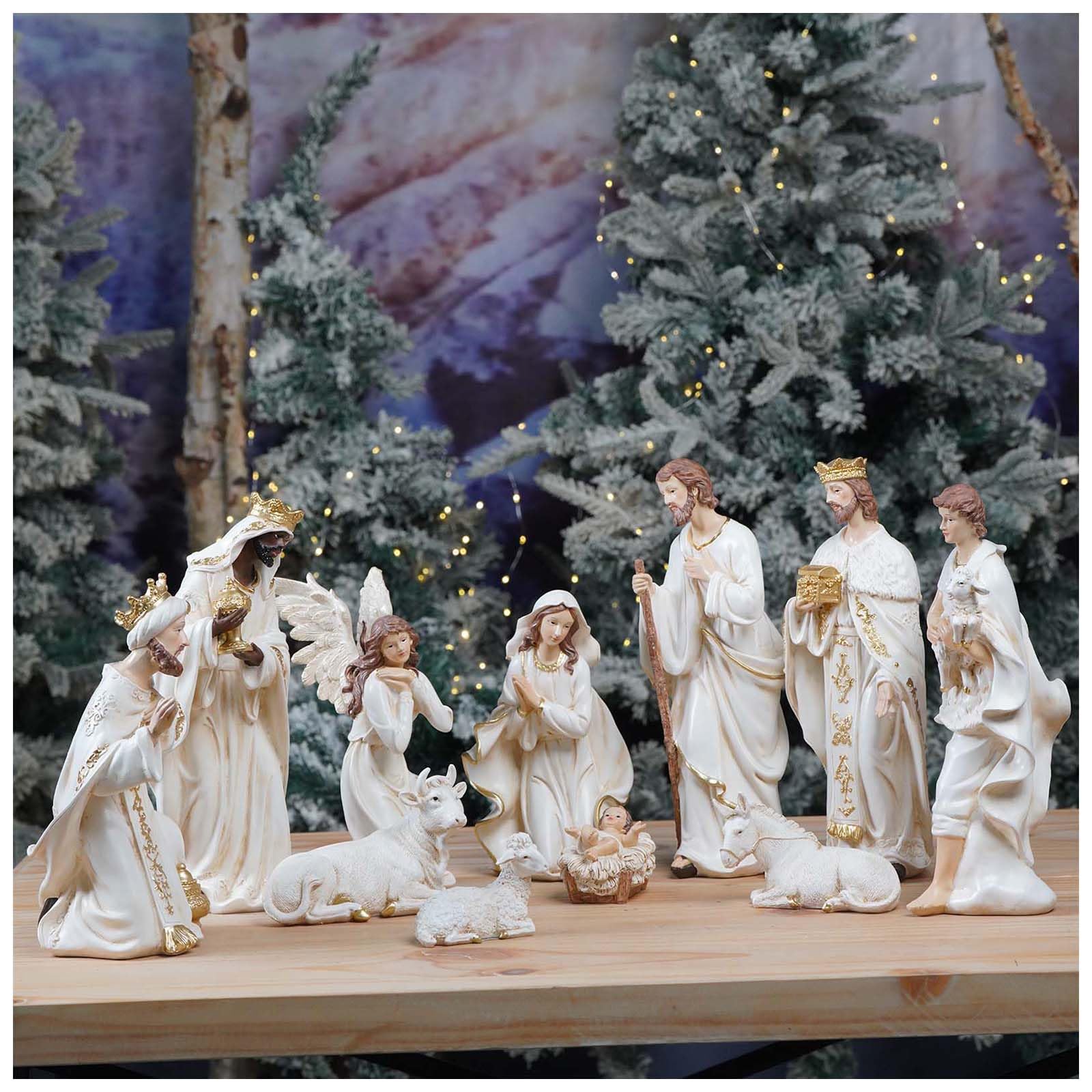 Photo 1 of Zayton Nativity Set Christmas Indoor 11 Pcs 8 Inch Scene Statue Figurines Jesus Manger Crib Ornament Church Xmas Home Catholic Religious Decoration
One of the wiseman is damaged view picture 
