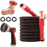Pocket Hose Ballistic 50 FT Expandable Garden Hose, No-Kink, As Seen on TV | Anti-burst sleeve reinforced with bulletproof fiber, 360&deg; swiveling pocket pivot connector, lightweight compact design