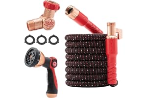 Pocket Hose Ballistic 50 英尺(约 1.8 米)可伸缩花园软管,带口袋枢轴旋转连接器,防爆套采用防弹纤维加固,轻质,无扭结,小巧,防紫外线,如电视上所见
