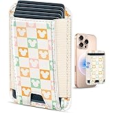 Shorogyt Compatible with Magsafe Wallet - for Magnetic Leather Card Holder Colorful Design for Women Girls for iPhone 17/16/15/14/13/12 Series Cute Aesthetic Card Wallet with Elastic, Fit 7 Cards