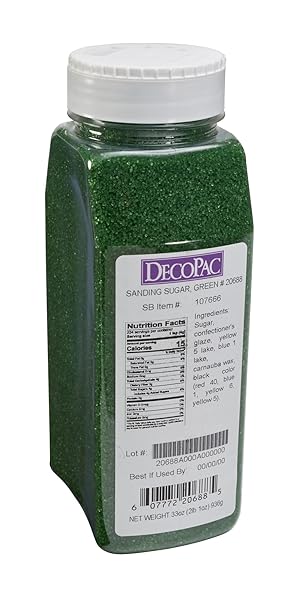 DECOPAC SANDING SUGAR | GREEN EDIBLE SUGAR SPRINKLES | 33OZ | EDIBLE SANDING SUGAR IN HANDHELD CONTAINER | MADE IN USA | SUGAR SPRINKLE MIX FOR CAKES, CUPCAKES, COOKIES, EXTRA LARGE PACK | 33 OUNCE – GREEN
