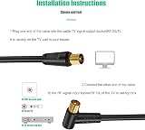Ancable 2M TV Aerial Coaxial Cable Male to Male Black Right Angle Gold Plated view 6