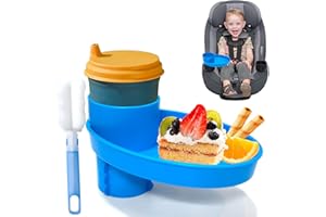 HURODEN Toddler Travel Tray Kit,Expandable 360° Cup Holder & Trays for Car Booster Seats, and Strollers - Road Trip Essentials for Toddlers