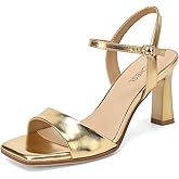 SLXCHBSL Women’s Strappy Heeled Sandals Block Heel Open Toe Sandals Ankle Strap Dress Heels for Casual Wedding Party