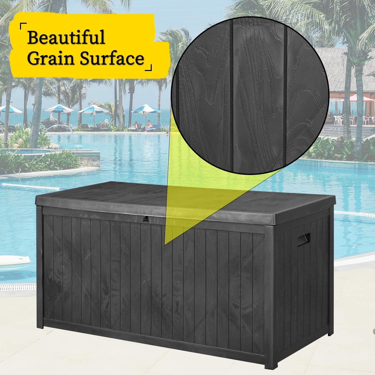 Patio Cushion Storage Box Waterproof Outdoor Deck Storage Box Lockable for Garden, Backyard, Pool, Lawn 120 -Gallons(Black) : Garden & Outdoor