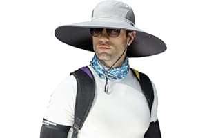 Leotruny Men Wide Brim Sun Hats UPF50+ Waterproof Breathable Bucket Hat for Fishing, Hiking, Camping