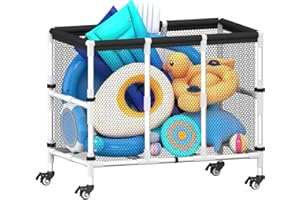 Ardier 180 Gallon Pool Noodles Holder, Swimming Pool Storage Bin for Swimming Acessories, Outdoor Rolling Pool Toy Organizer Cart for Floaties, Life Vests, Beach Essentials, Patio Furniture, White