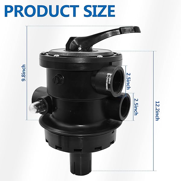 TIROAR SP0714T TOP-MOUNT MULTI PORT VALVE COMPATIBLE WITH HAYWARD VARIFLO,REPLACEMENT FOR HAYWARD ABOVE-GROUND PRO OR VL 210 SERIES SAND FILTER,1-1/2 SEVEN POSITION CONTROL VALVE,BLACK