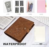 FYY A5 Leather 6 Ring Binder Notebook with Refill Sheets Brown view 4