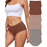 LEVAO Women's High Waisted Seamless Underwear No Show Full Coverage Briefs Stretchy Invisible Panties Cheeky Pack of 6