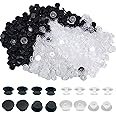 PUSNMI Buckle Plastic Button, Shoe Charm Backs Buttons Mixed Colors Black and Clear Round Buttons Accessories for Flat Shoe Charms, Wristband Charms Back, Factory DIY Ornaments 200pcs