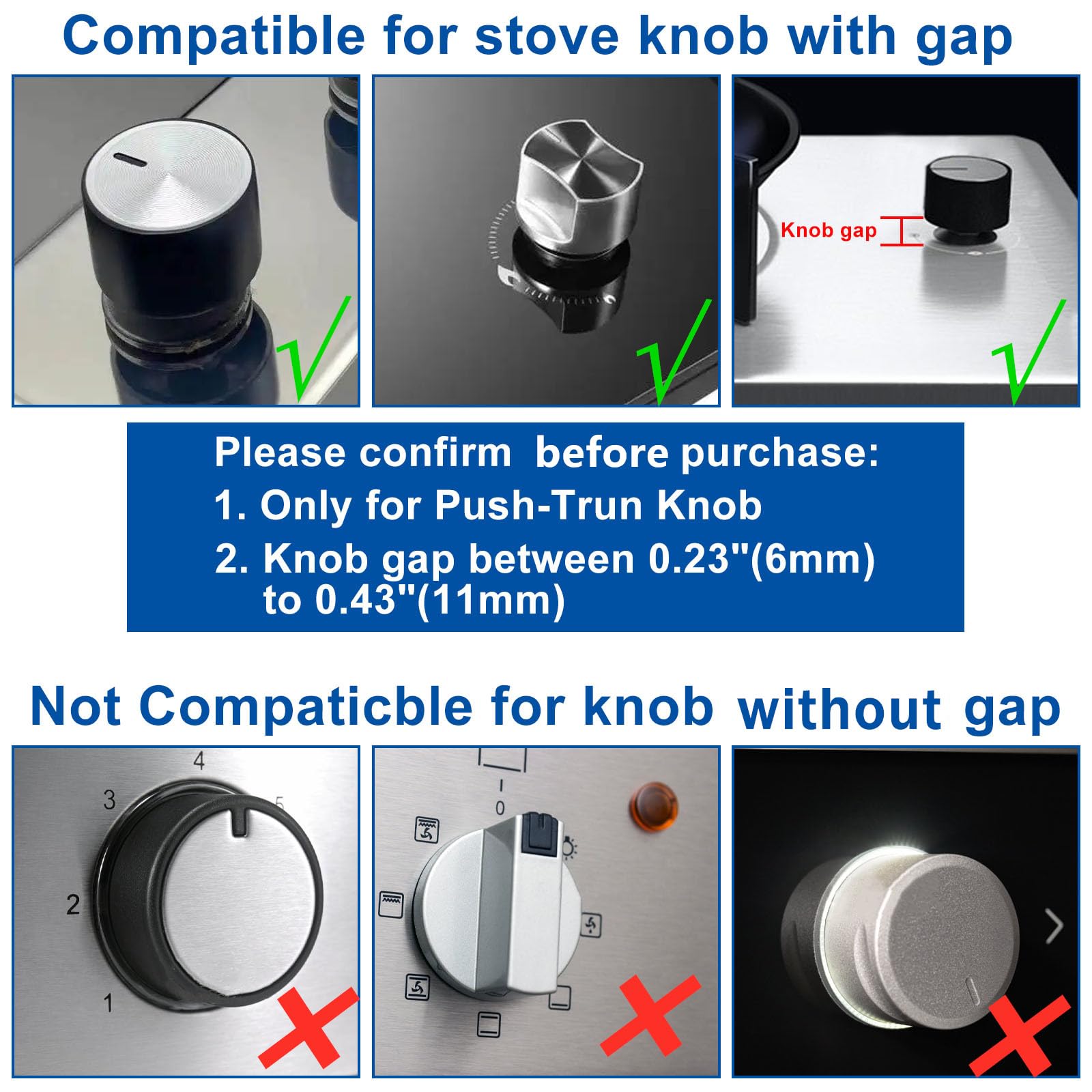 Gas Stove Knob Locks, Oven Lock Child Safety Gas Stove Knob Covers, Gas Stove Child Safety Knob Locks Childproof Baby Proofing Oven Safety Lock No Tools Need (6pcs, Black)