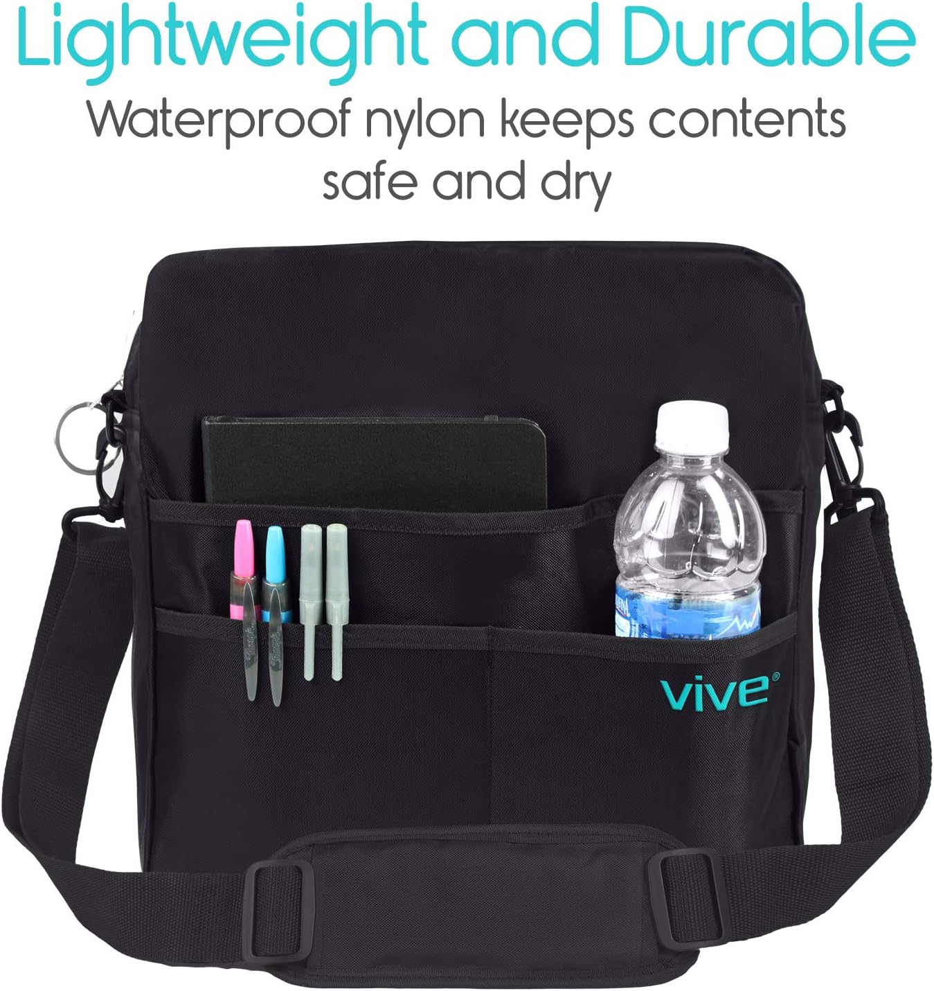 Vive Rollator Bag - Universal Travel Tote for Carrying Accessories on Wheelchair, Rolling Walkers & Transport Chairs - Lightweight Laptop Basket for Handicap, Disabled Medical Mobility Aid Pouch: Health & Personal Care