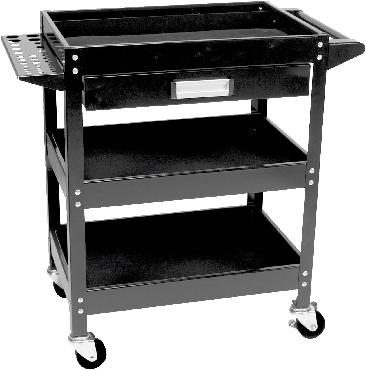 Performance Tool W54006 23" x 16" 3 Shelf Utility Cart with Drawer