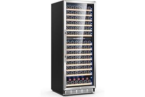 Mojgar Wine Cooler Refrigerator, Wine Fridge Dual Zone Freestanding for 163 Bottles, 24 inch Wine Refrigerator with Upgraded Compressor, Intelligent Temperature Memory, Low Noise and Fast Cooling