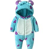 RWYBEIW Toddler Baby Boy Girl Halloween Costume Cartoon Animal Cosplay Costume Fuzzy Warm Hoodie Romper Fall Winter Clothes
