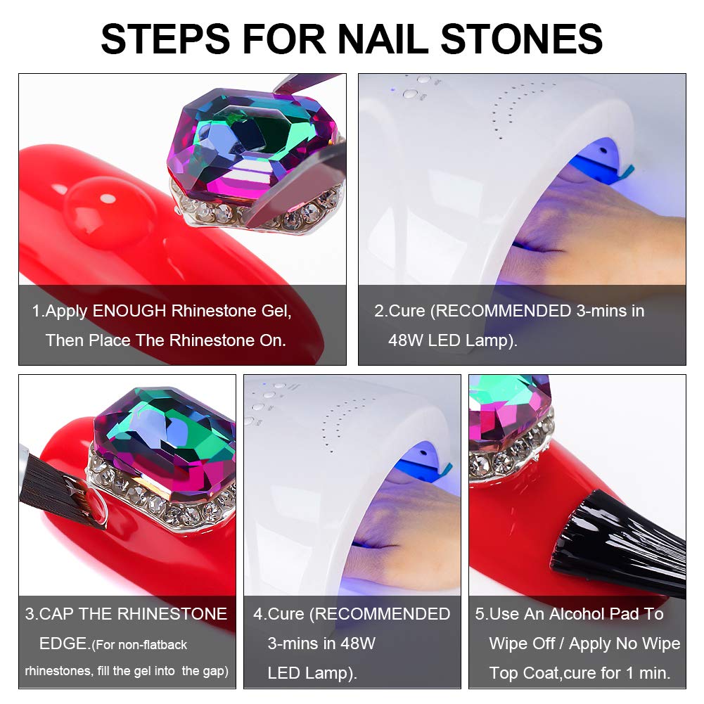 Nail Art 8ml Rhinestone Glue Gel Adhesive/2pcs + Wax Pickup Pen Tools for Gem Stones Jewelry Diamond Beads (LED Lamp Cure Needed) + LED Glue Brush Tools/3pcs by GADGETS ENTREPOT: Beauty