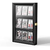 Flocey Sports Card Display Case, 9 Standard Baseball Card Case - UV Protected Trading Card Display Storage for Football, Basketball, Hockey & Trading Cards, Clear View Display Black