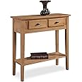 30 in. Solid Wood Hall Entryway Console Sofa Table with Shelf and Two Drawers, Desert Sand Natural Brown – Leick Home, 10075-DS