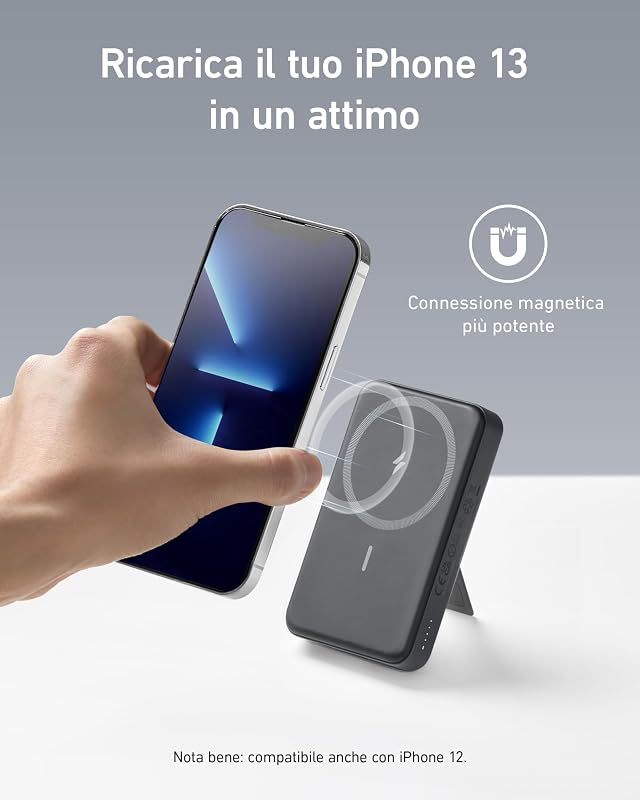 Power Bank Magsafe 10000mAh, 633 Ricarica Magnetica Senza Fili