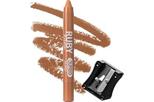 Ruby Kisses Jumbo Eye Pencil With Sharpener, Thick Eyeliner Pencil For Eye Shadow Primer & Highlighter on Waterline & Inner Corner, Blendable Eyeshadow Stick With Vitamin E & Candelilla Wax (Toffee)