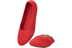 poemlady Women’s Ballet Flat Shoes Dress Shoes Knit Round Toe Slip On Ballerina Walking Flats Shoes for Woman Low Wedge Casual